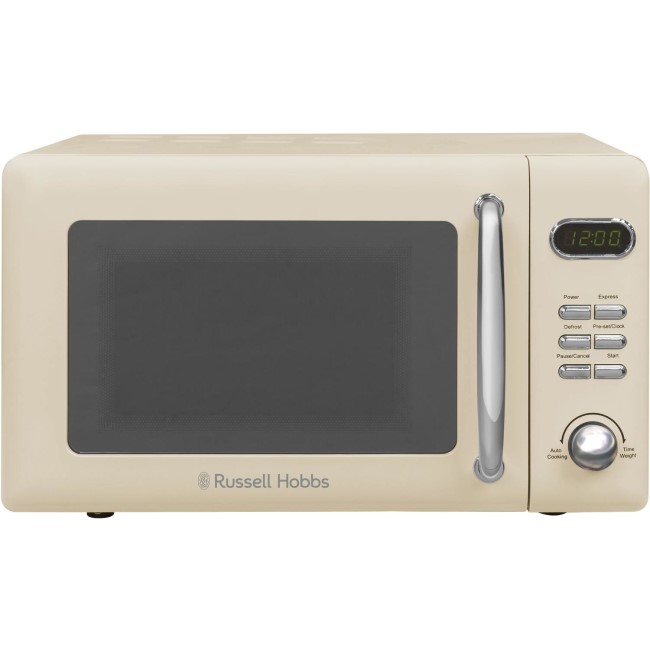 GRADE A1 - Russell Hobbs RHRETMD806C Retro 17 Litre 800 Watt Digital Microwave - Cream