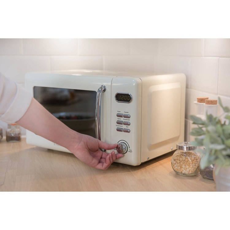Russell Hobbs RHRETMD806C Retro 17 Litre 800 Watt Digital Freestanding Microwave - Cream