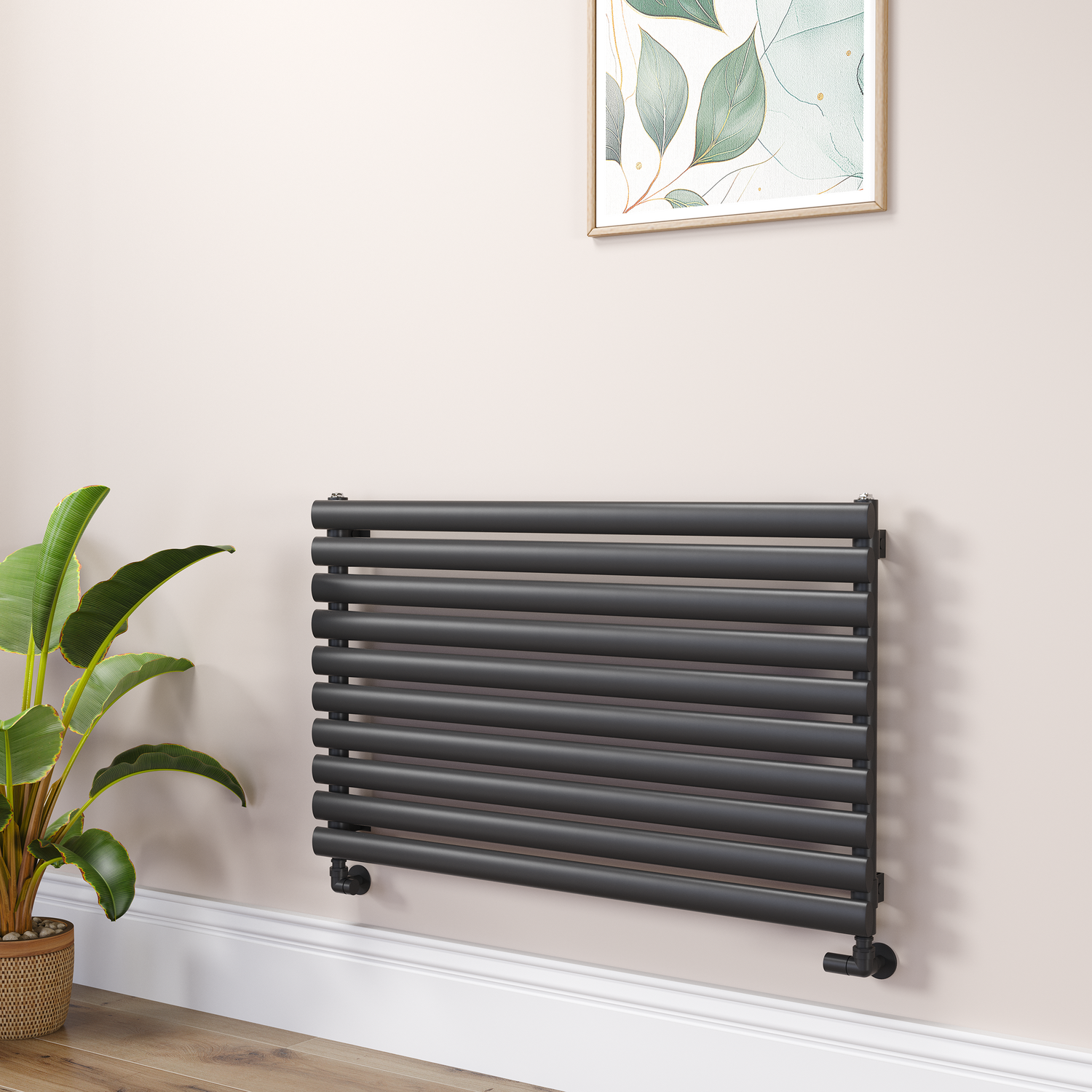 Sorrento Midnight  Oval Designer Radiator 590X1000mm Single Panel 2420 Btu RHS10-1000-BCO
