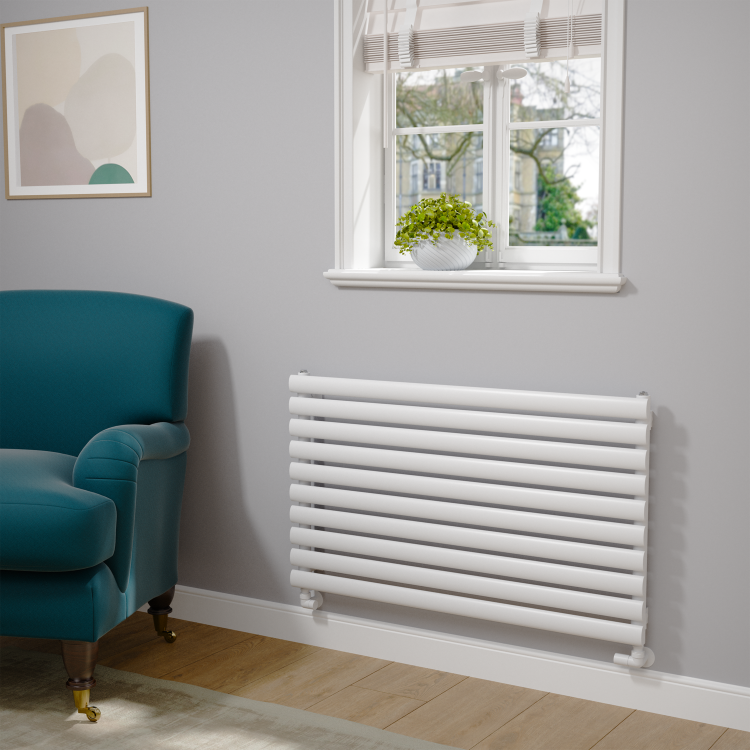 Sorrento White Oval Designer Radiator 590x1000mm Single Panel 2420 BTU