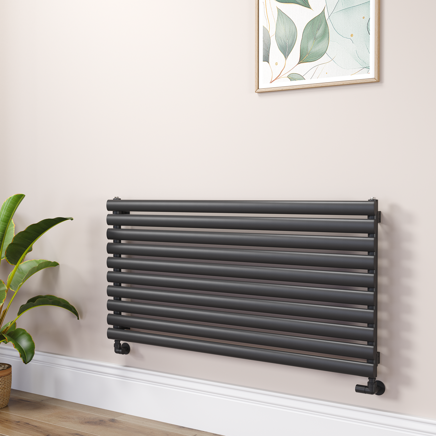 Sorrento Midnight  Oval Designer Radiator 590X1200mm Single Panel 2863 Btu RHS10-1200-BCO
