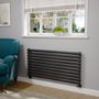 Sorrento Midnight Black Oval Designer Radiator 590x1200mm Single Panel 2863 BTU