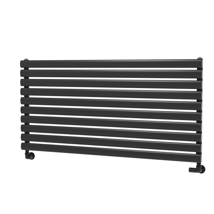 Sorrento Midnight Black Oval Designer Radiator 590x1200mm Single Panel 2863 BTU