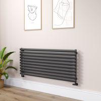 Sorrento Midnight Black Oval Designer Radiator 590x1400mm Single Panel 3317 BTU