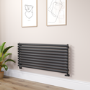 Sorrento Midnight Black Oval Designer Radiator 590x1400mm Single Panel 3317 BTU