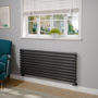 Sorrento Midnight Black Oval Designer Radiator 590x1400mm Single Panel 3317 BTU