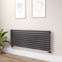 Sorrento Midnight Black Oval Designer Radiator 590x1600mm Single Panel 3782 BTU