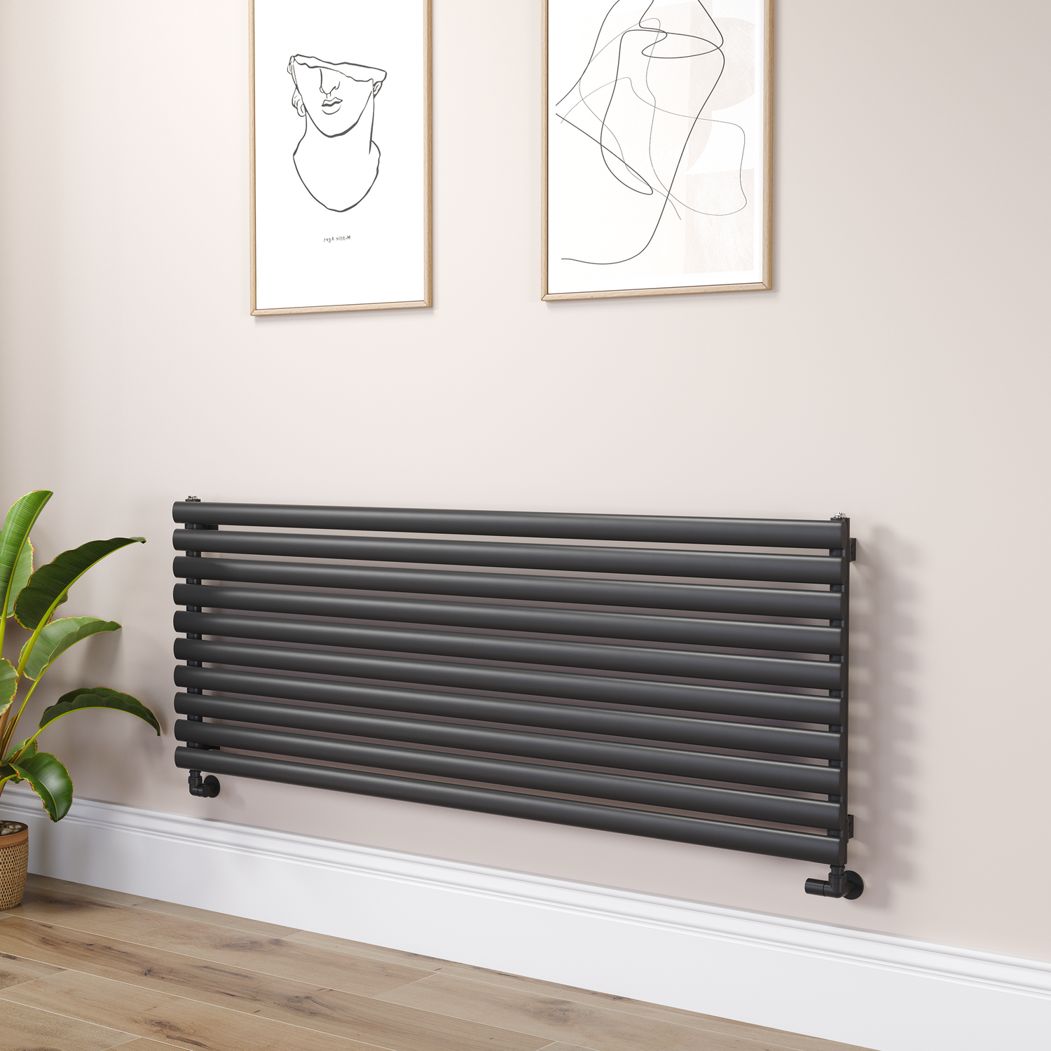 Midnight Oval Designer Radiator 590x1600mm Single Panel 3782 BTU