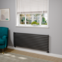 Sorrento Midnight Black Oval Designer Radiator 590x1600mm Single Panel 3782 BTU
