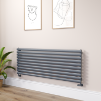 Sorrento Dark Grey Anthracite Oval Designer Radiator 590x1600mm Single Panel 3782 BTU