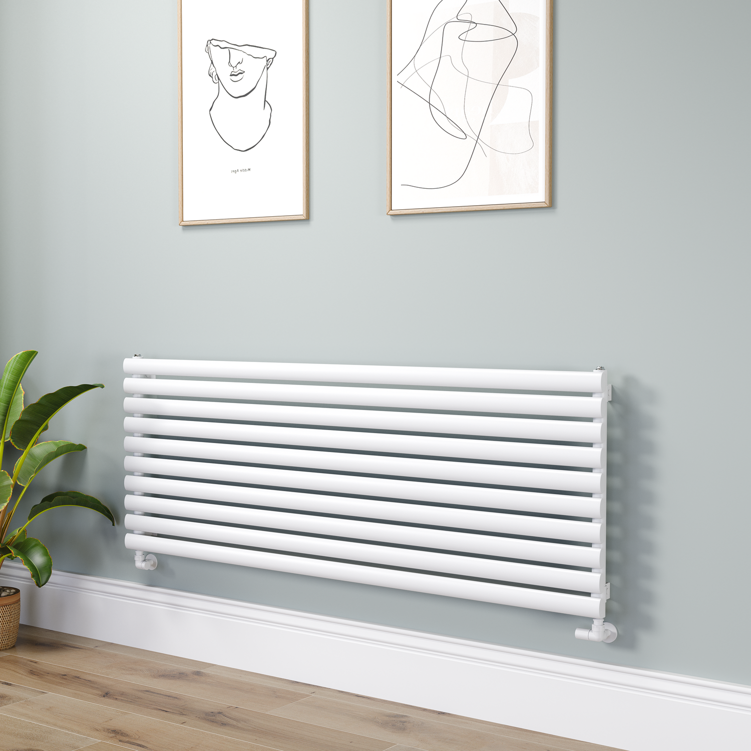 Sorrento  Oval Designer Radiator 590X1600mm Single Panel 3782 Btu RHS10-1600-WCO