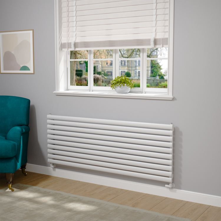 Sorrento White Oval Designer Radiator 590x1600mm Single Panel 3782 BTU