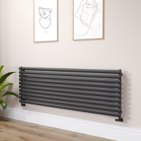 Sorrento Midnight Black Oval Designer Radiator 590x1800mm Single Panel 4256 BTU