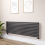 Sorrento Midnight Black Oval Designer Radiator 590x1800mm Single Panel 4256 BTU