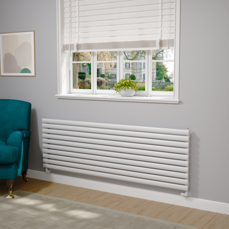 Sorrento White Oval Designer Radiator 590x1800mm Single Panel 4256 BTU