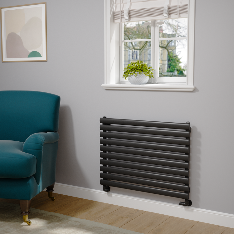 Sorrento Midnight Black Oval Designer Radiator 590x800mm Single Panel 1983 BTU