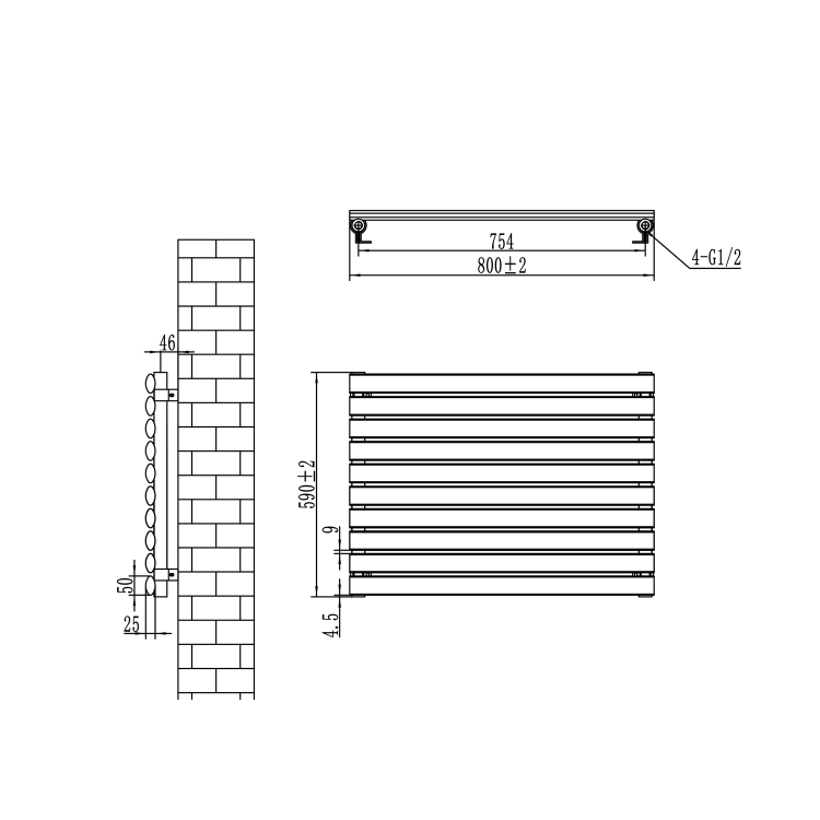 Sorrento Midnight Black Oval Designer Radiator 590x800mm Single Panel 1983 BTU