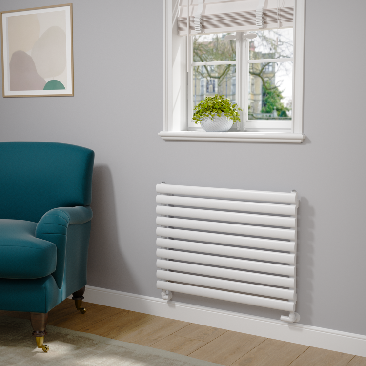Sorrento White Oval Designer Radiator 590x800mm Single Panel 1983 BTU