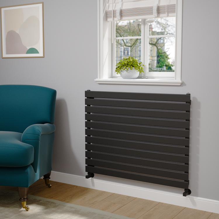 Riace Midnight Black Flat Designer Radiator 770x1000mm Single Panel 2973 BTU