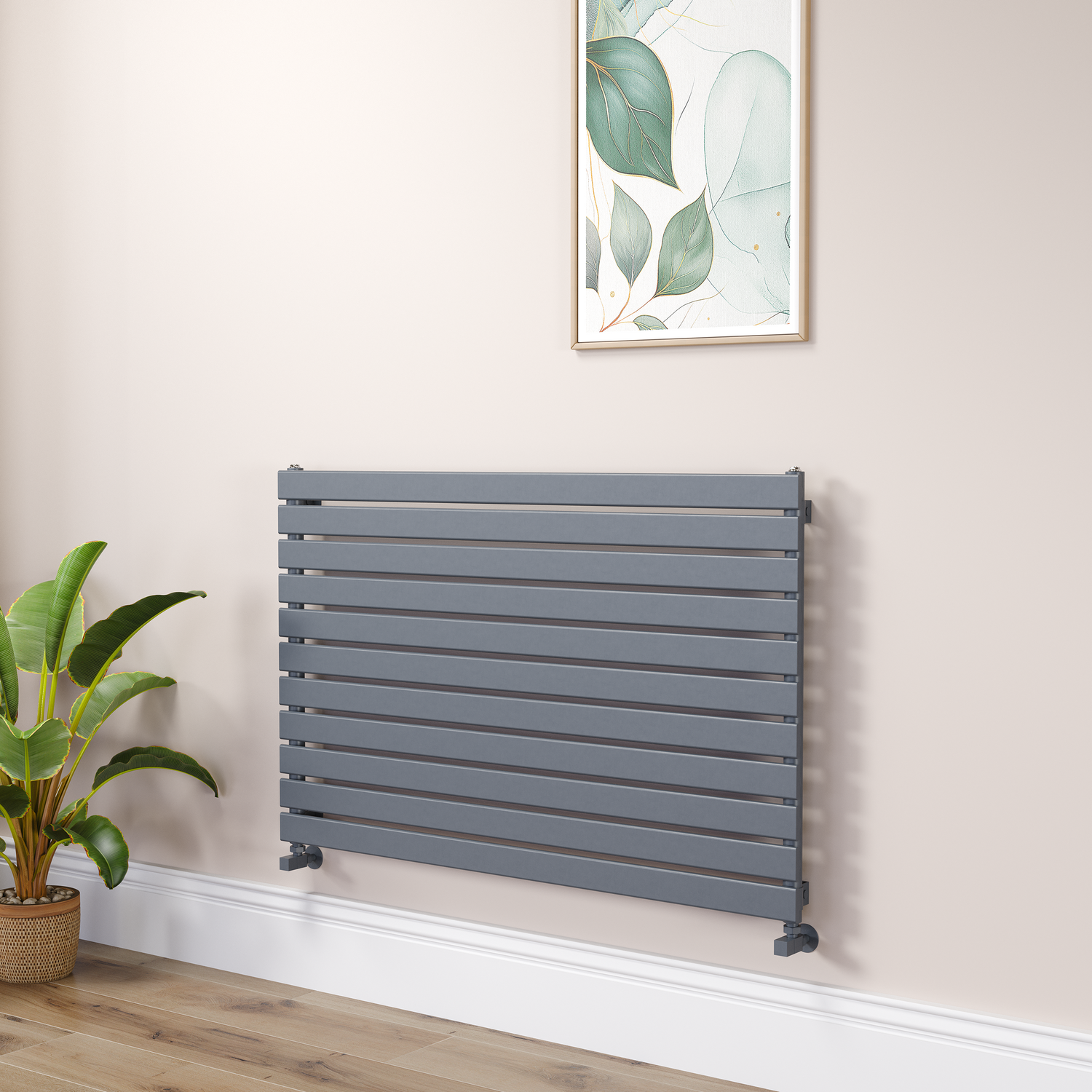 Riace Dark Grey Anthracite Flat Designer Radiator 770X1200mm Single Panel 3519 Btu RHS11-1200-DGCF