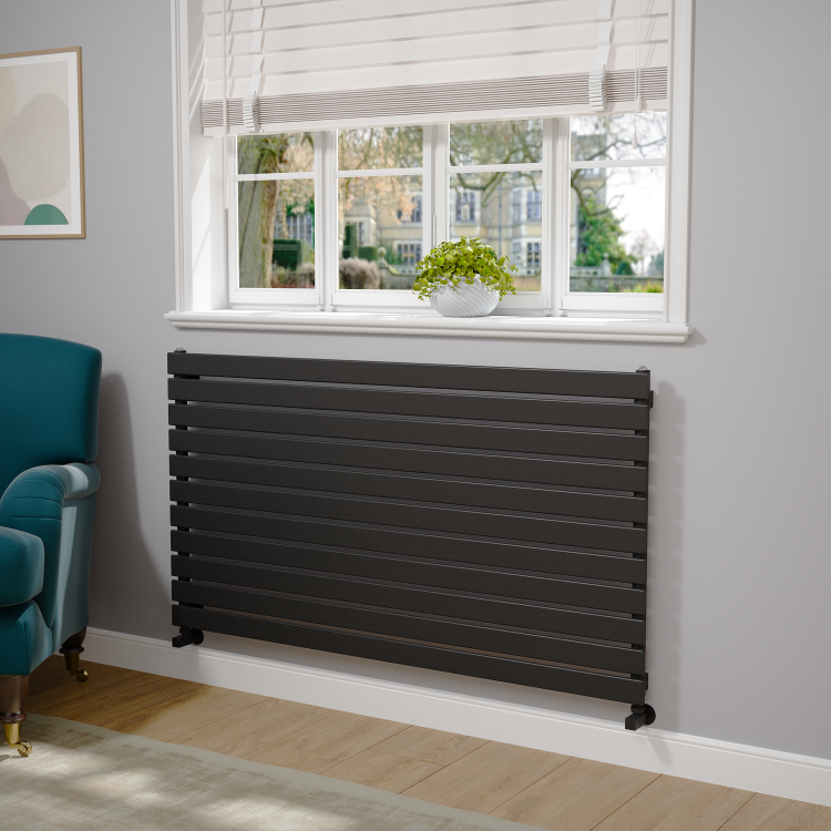 Riace Midnight Black Flat Designer Radiator 770x1400mm Single Panel 4072 BTU