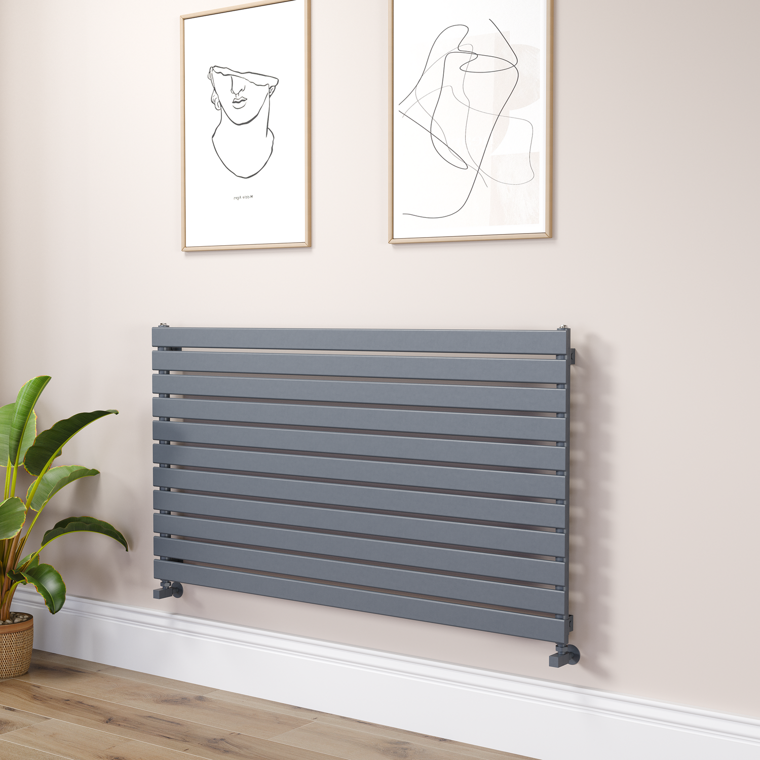Riace Dark Grey Anthracite Flat Designer Radiator 770X1400mm Single Panel 4072 Btu RHS11-1400-DGCF