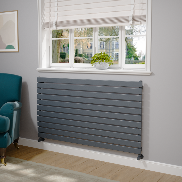 Riace Dark Grey Anthracite Flat Designer Radiator 770x1400mm Single Panel 4072 BTU