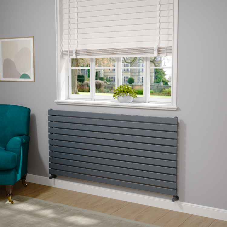 Riace Dark Grey Anthracite Flat Designer Radiator 770x1600mm Single Panel 4638 BTU