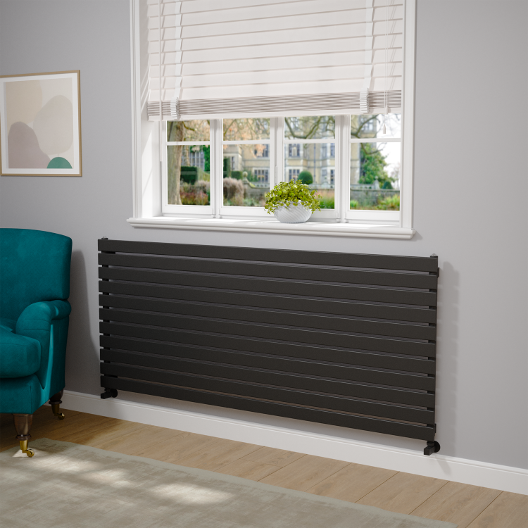 Riace Midnight Black Flat Designer Radiator 770x1800mm Single Panel 5215 BTU