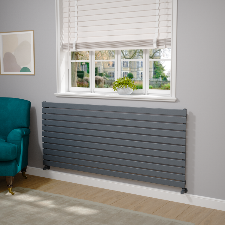 Riace Dark Grey Anthracite Flat Designer Radiator 770x1800mm Single Panel 5215 BTU