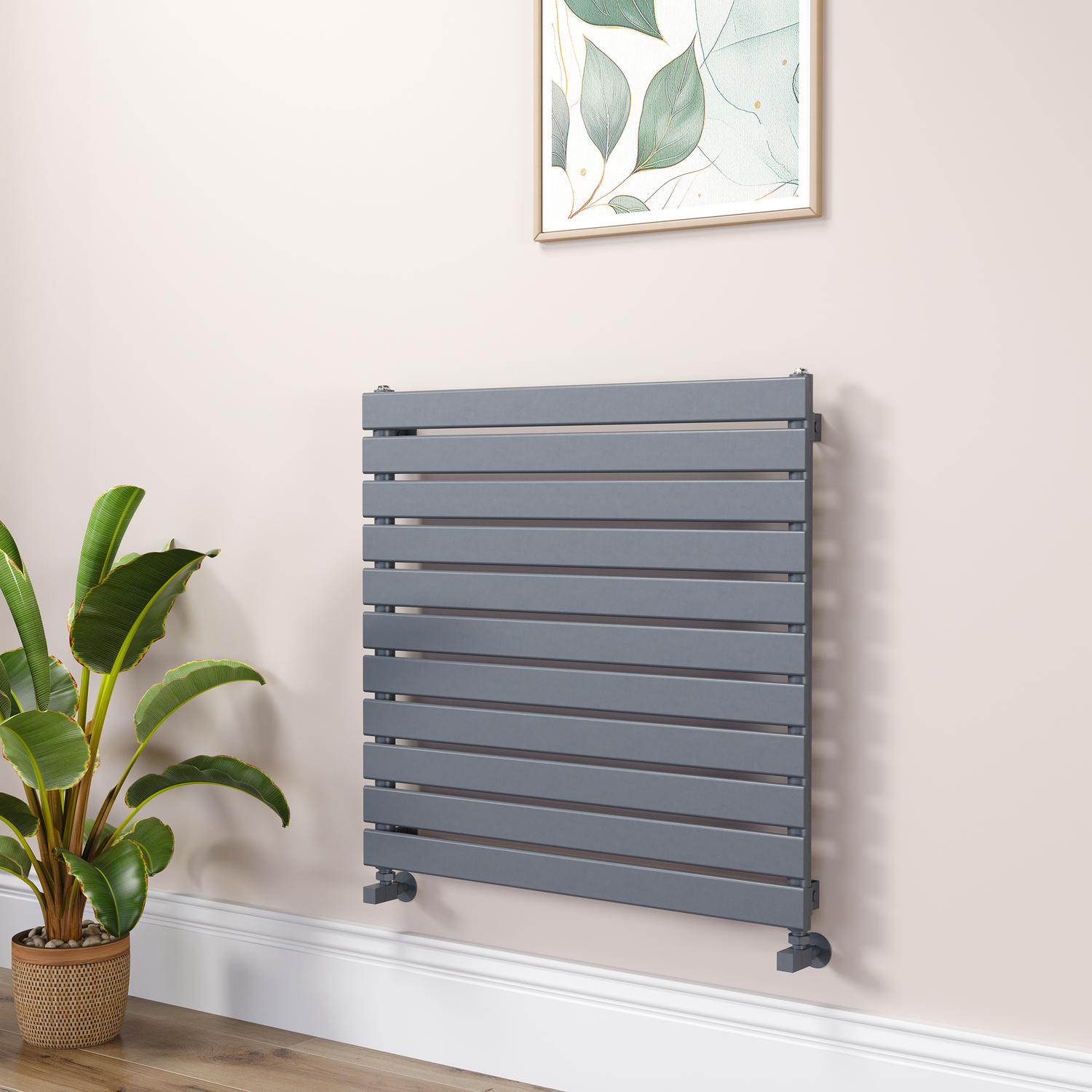 Riace Dark Grey Anthracite Flat Designer Radiator 770X800mm Single Panel 2430 Btu RHS11-800-DGCF
