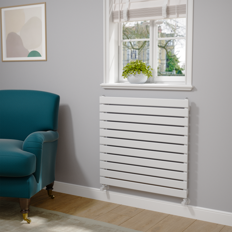 Riace White Flat Designer Radiator 770x800mm Single Panel 2430 BTU