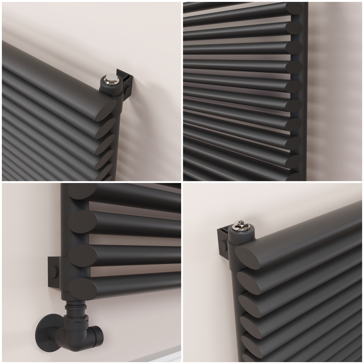 Ventura Midnight Black Oval Unique Designer Radiator 455x1000mm Single Panel 2249 BTU