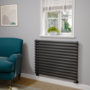 Sorrento Midnight Black Oval Designer Radiator 767x1000mm Single Panel 3147 BTU
