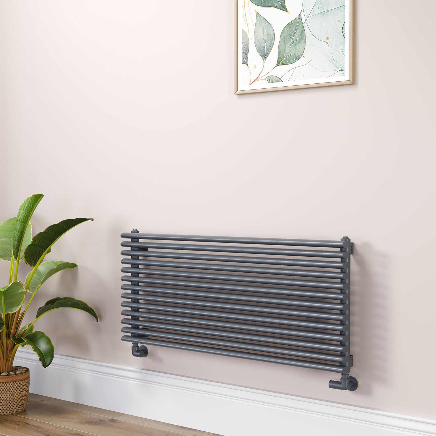Ventura Dark Grey Anthracite Oval Unique Designer Radiator 455X1000mm Single Panel 2249 Btu RHS13-1000-DGCOU