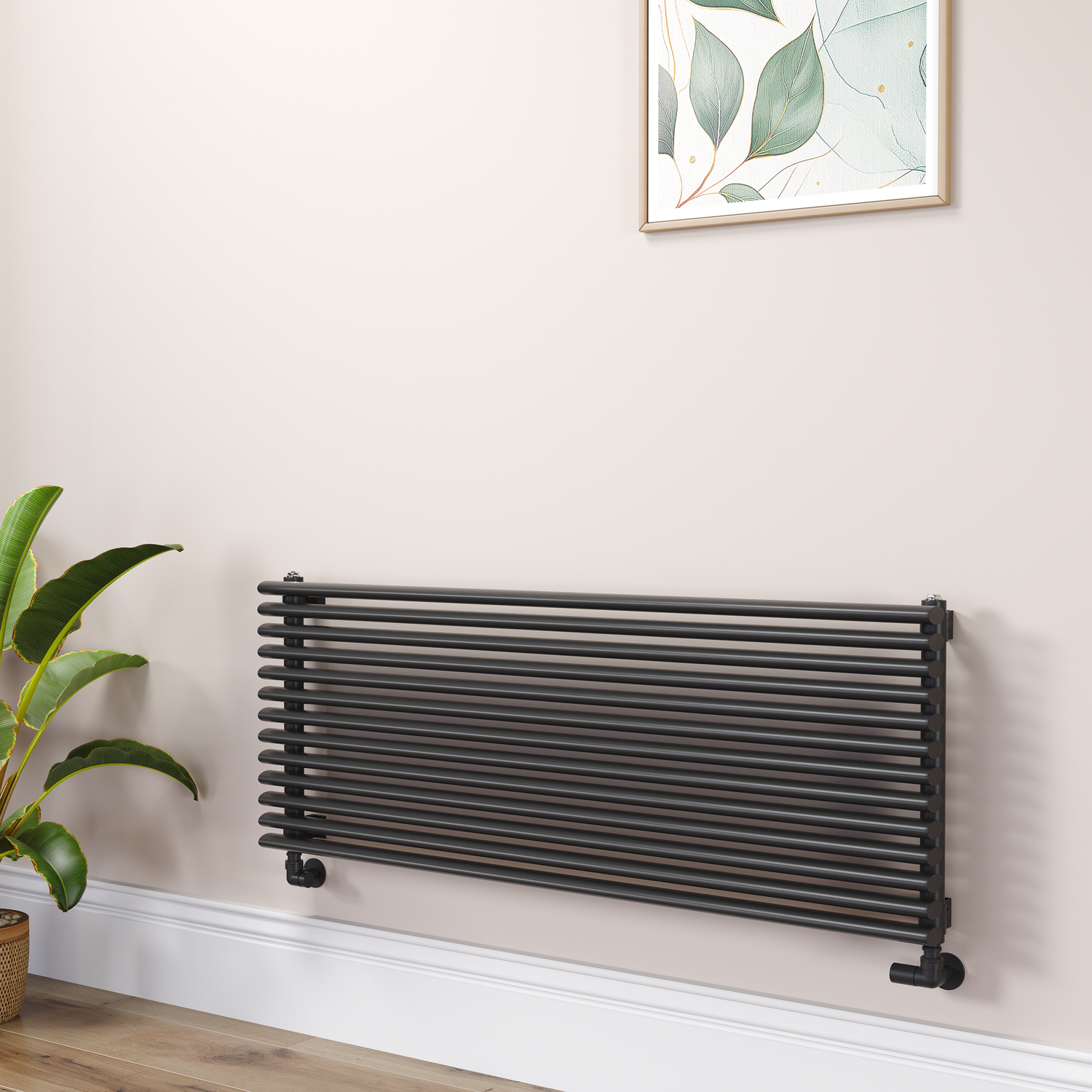 Ventura Midnight  Oval Unique Designer Radiator 455X1200mm Single Panel 2836 Btu RHS13-1200-BCOU
