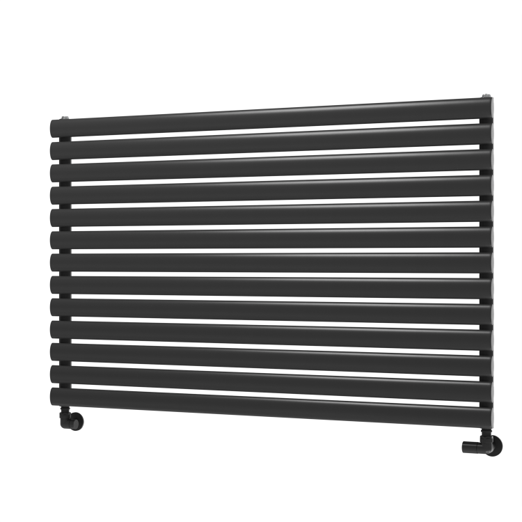Sorrento Midnight Black Oval Designer Radiator 767x1200mm Single Panel 3724 BTU