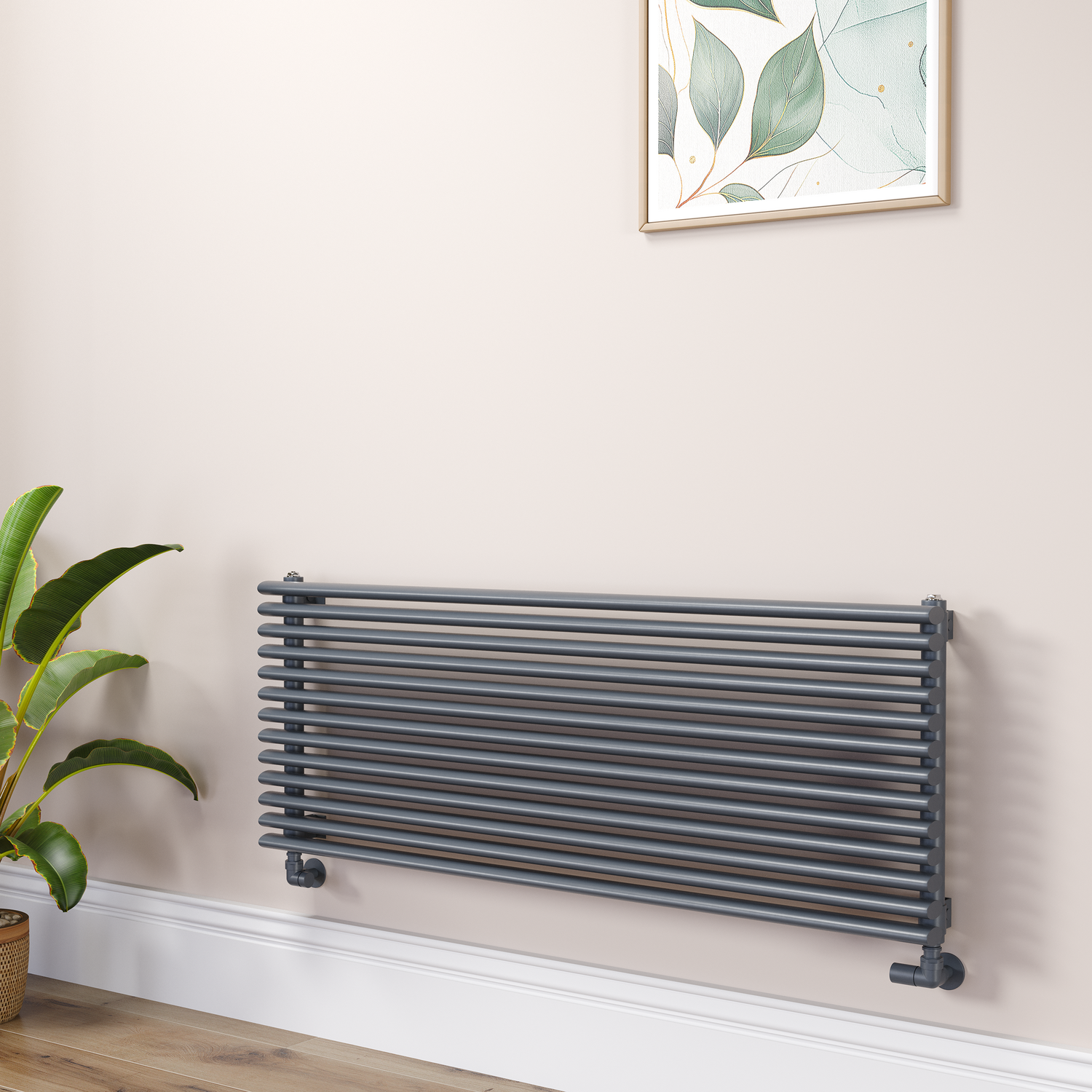 Ventura Dark Grey Anthracite Oval Unique Designer Radiator 455X1200mm Single Panel 2836 Btu RHS13-1200-DGCOU