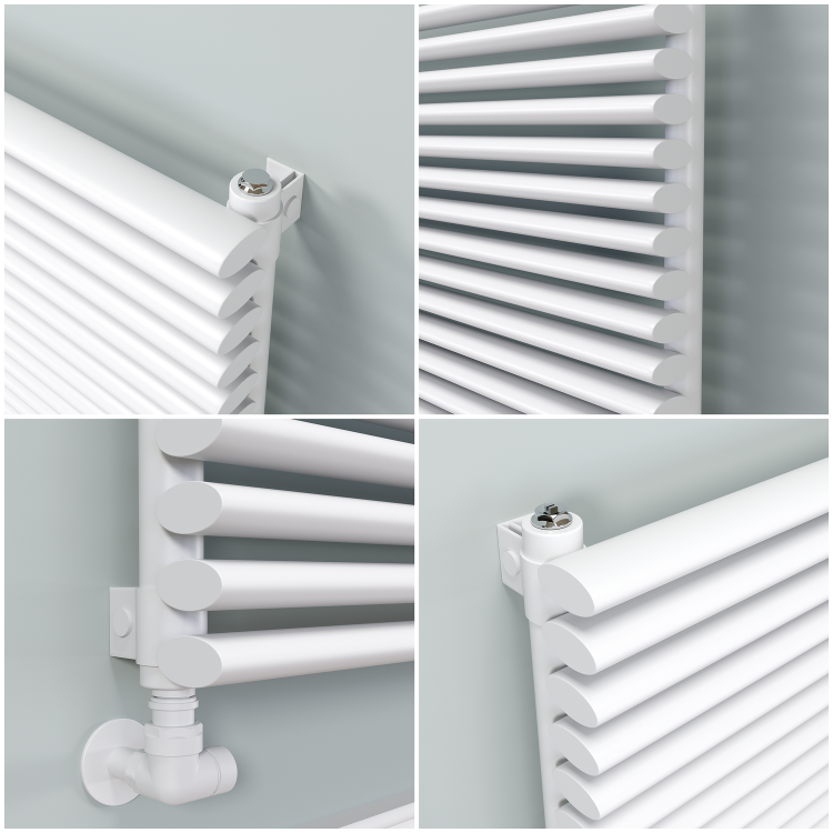 Ventura White Oval Unique Designer Radiator 455x1200mm Single Panel 2836 BTU
