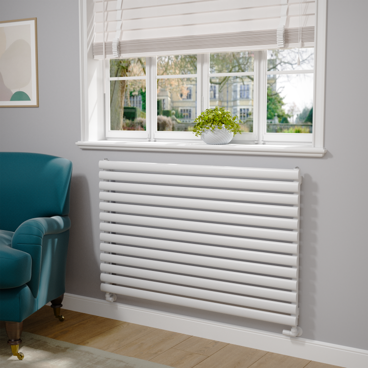 Sorrento White Oval Designer Radiator 767x1200mm Single Panel 3724 BTU