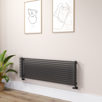 Ventura Midnight Black Oval Unique Designer Radiator 455x1400mm Single Panel 3420 BTU