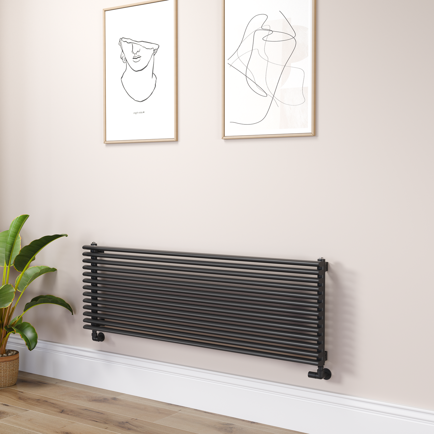 Ventura Midnight  Oval Unique Designer Radiator 455X1400mm Single Panel 3420 Btu RHS13-1400-BCOU