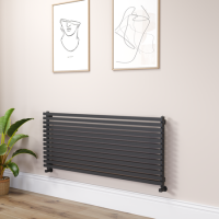 Ravello Midnight Black Square Designer Radiator 585x1400mm Single Panel 3782 BTU