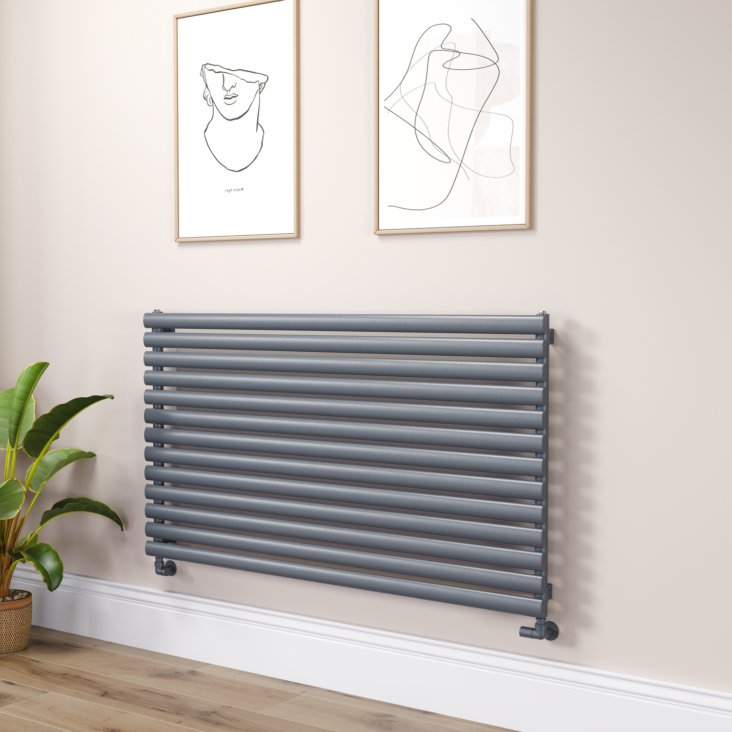 Sorrento Dark Grey Anthracite Oval Designer Radiator 767X1400mm Single Panel 4311 Btu RHS13-1400-DGCO