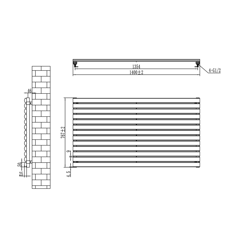 Sorrento Dark Grey Anthracite Oval Designer Radiator 767x1400mm Single Panel 4311 BTU