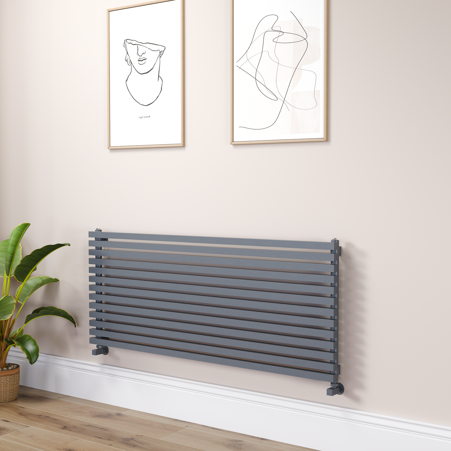 Dark Grey Anthracite Square Designer Radiator 585x1400mm Single Panel 3782 BTU