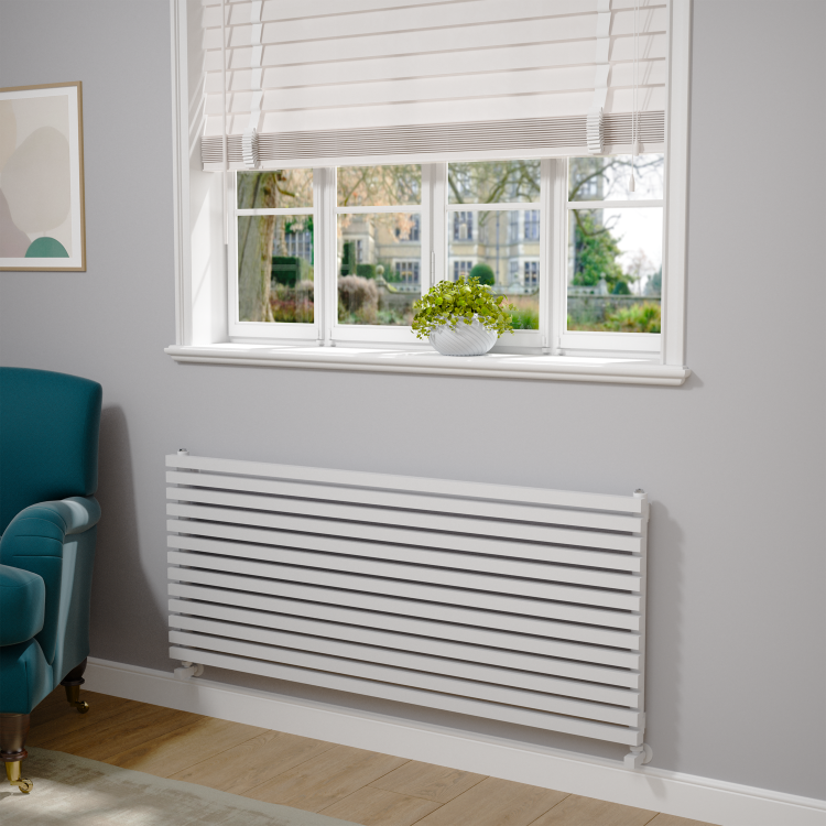 Ravello White Square Designer Radiator 585x1400mm Single Panel 3782 BTU