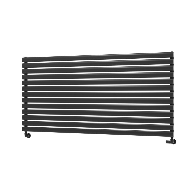 Sorrento Midnight Black Oval Designer Radiator 767x1600mm Single Panel 4915 BTU