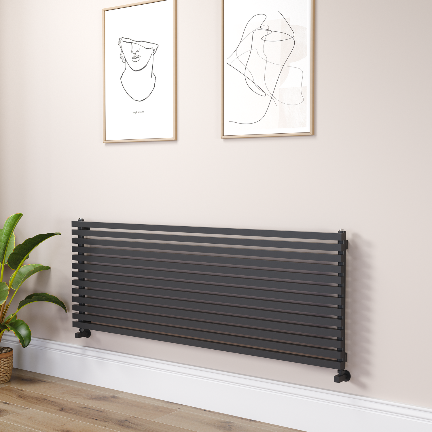 Midnight Square Designer Radiator 585x1600mm Single Panel 4266 BTU