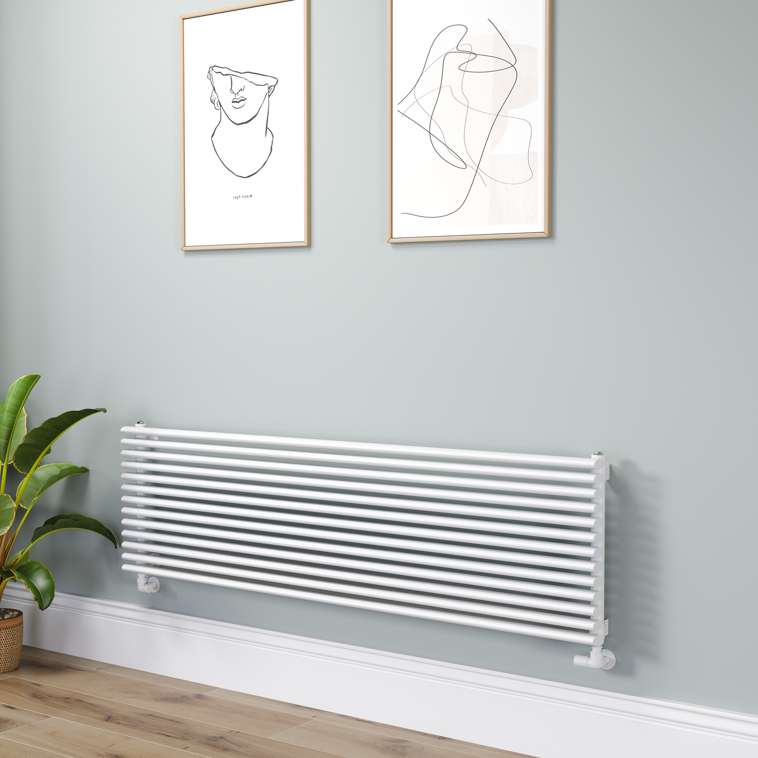 Ventura  Oval Unique Designer Radiator 455X1600mm Single Panel 4007 Btu RHS13-1600-WCOU